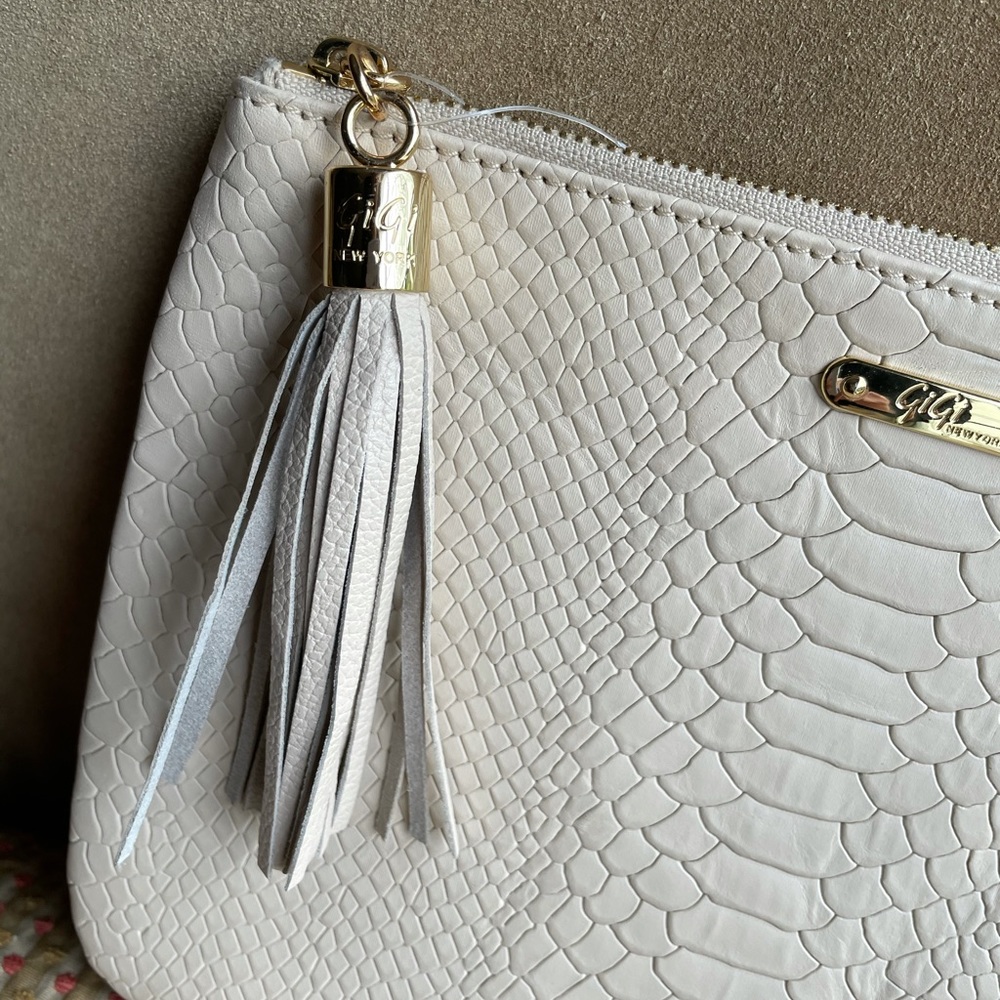 GIGI Clutch Python leather, Almond color